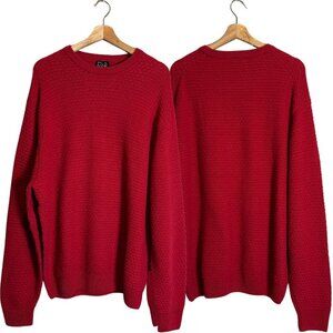 JoS. A. Bank Lambswool Basketweave Crewneck Sweater Pullover Mens Large Red Wool